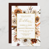 Goud Folie Herfst Boho Marsala Terracotta Bruiloft Kaart (Voorkant / Achterkant)