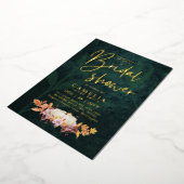 GOUD FOLIE Herfst Pompoen Groen BRUIDSSHOWER QR Co Folie Uitnodiging (Gedraaid)