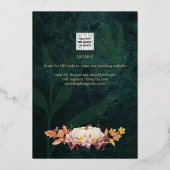 GOUD FOLIE Herfst Pompoen Groen BRUIDSSUITE QR Cod Folie Uitnodiging (Achterkant)