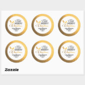 Goud Folie Hulst Prettig Kerstfeest Ronde Sticker (Vel)