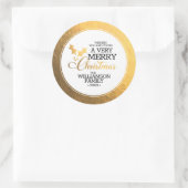 Goud Folie Hulst Prettig Kerstfeest Ronde Sticker (Tas)