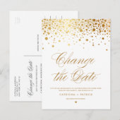 Goud Folie Huwelijksdatum Wijziging Uitstel Aankondigingskaart (Voorkant / Achterkant)