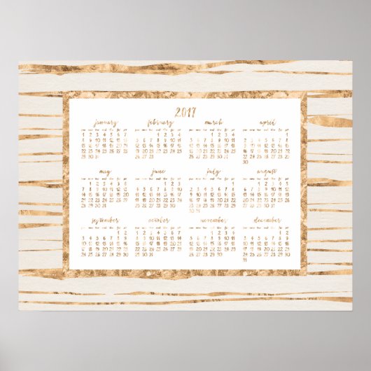 Goud Folie Jaarlijkse Kalender 2017 Poster (Voorkant)