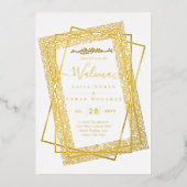 GOUD FOLIE Kader Tekst Nikah Walima Islamitisch Hu Folie Uitnodiging (Voorkant)