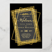 GOUD FOLIE Kader Tekst Nikah Walima Islamitische B Folie Uitnodiging (Voorkant)