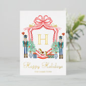 Goud Folie Kerst Notenkraker Monogram Foto Kaart (Staand Voorkant)