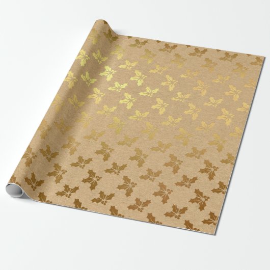 Goud folie Kerstmis Cadeaupapier (Uitgerold)