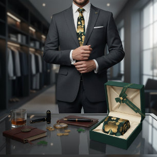 Goud Folie Klaverpatroon St. Patrick's Dag Stropdas