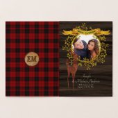 GOUD FOLIE Landelijke Buffalo geruite Herten FOTO  Folie Kaarten (Binnen)