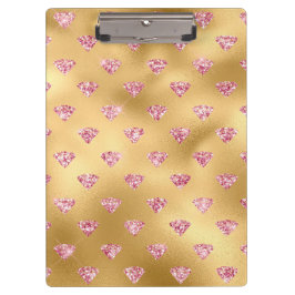 Goud Folie & Licht Roze Glam Glitter Diamanten Klembord