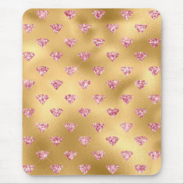 Goud Folie & Licht Roze Glam Glitter Diamanten Muismat