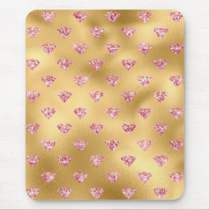 Goud Folie & Licht Roze Glam Glitter Diamanten Muismat
