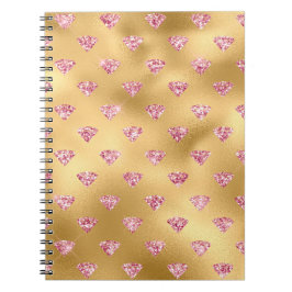 Goud Folie & Licht Roze Glam Glitter Diamanten Notitieboek