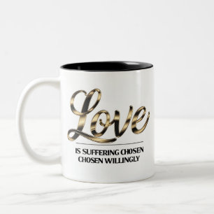 Goud Folie Liefde is Lijden Quote Boodschappentas Tweekleurige Koffiemok