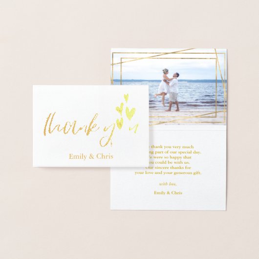 Goud Folie  | Lieve Calligrafie Foto Bedankt Folie Kaarten (Display)