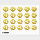 Goud Folie Look Monogram Ronde Sticker (Vel)