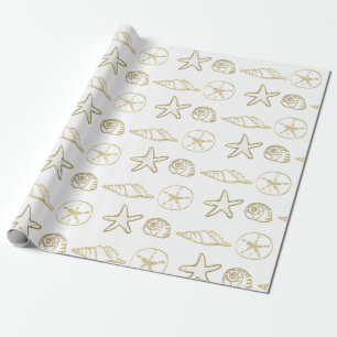 Goud Folie Look Zee Schelpen Chic Strand Elegant W Cadeaupapier