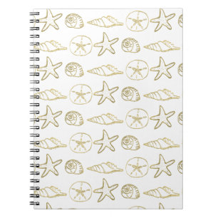 Goud Folie Look Zee Schelpen Chic Strand Elegant W Notitieboek