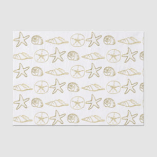 Goud Folie Look Zee Schelpen Chic Strand Elegant W Tissuepapier