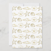 Goud Folie Look Zeeschelpen Chic Strand Bruiloft Kaart (Achterkant)