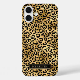 Goud Folie Luipaardprint Monogram iPhone 16 Plus Hoesje