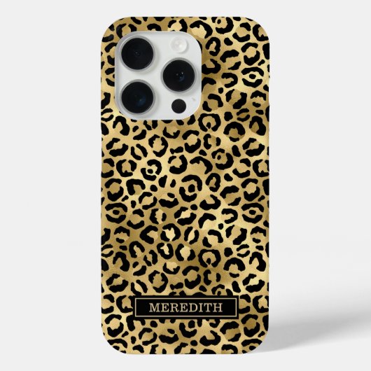 Goud Folie Luipaardprint Monogram Case-Mate iPhone Case (Achterkant)