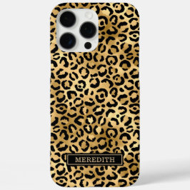 Goud Folie Luipaardprint Monogram iPhone 16 Pro Max Hoesje