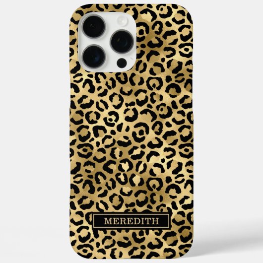 Goud Folie Luipaardprint Monogram Case-Mate iPhone Case (Achterkant)