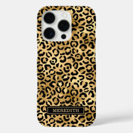 Goud Folie Luipaardprint Monogram iPhone 16 Pro Hoesje