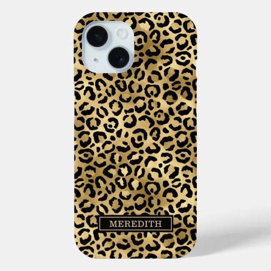 Goud Folie Luipaardprint Monogram Case-Mate iPhone Case (Achterkant)