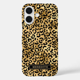 Goud Folie Luipaardprint Monogram iPhone 16 Hoesje
