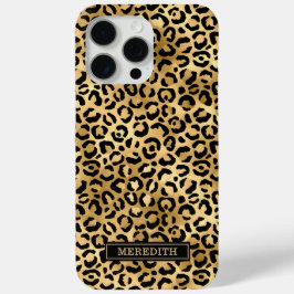 Goud Folie Luipaardprint Monogram  iPhone 15 Pro Max Hoesje