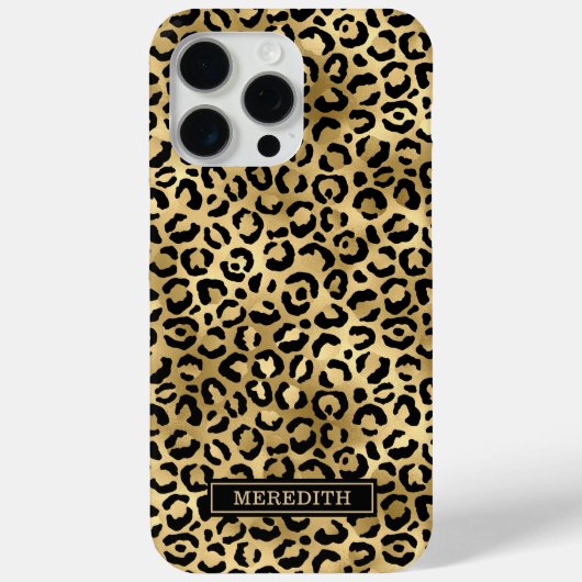 Goud Folie Luipaardprint Monogram  Case-Mate iPhone Case (Achterkant)