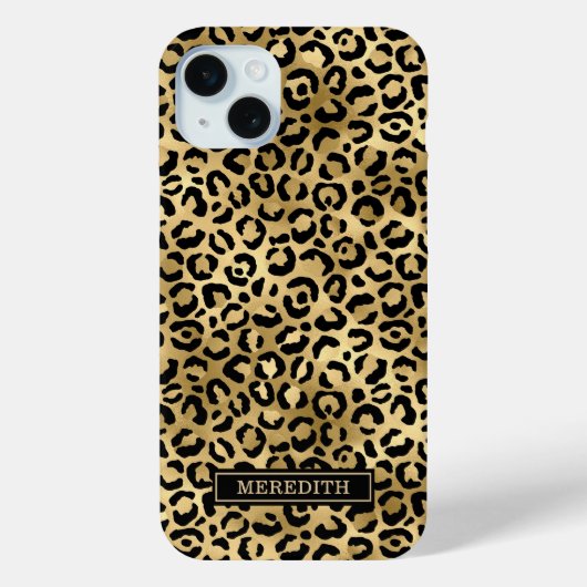 Goud Folie Luipaardprint Monogram Case-Mate iPhone Case (Achterkant)