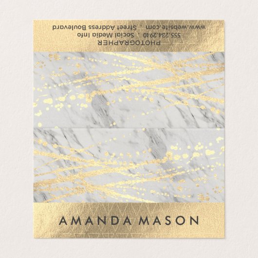 Goud Folie | Lux Driehoek Gouden Spatten Visitekaartje (Buitenkant ongevouwen)