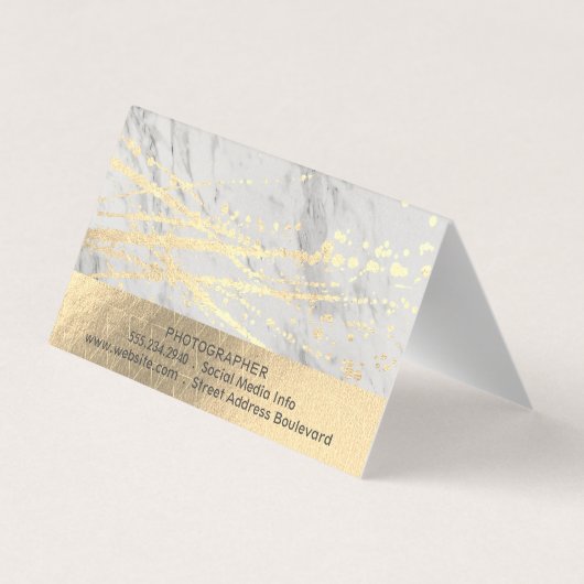 Goud Folie | Lux Driehoek Gouden Spatten Visitekaartje (Achterkant)