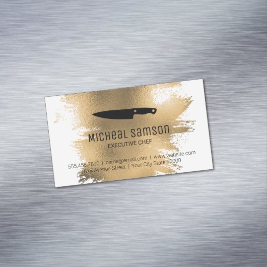 Goud Folie Mes | Chef Culinaire Magnetisch Visitekaartje (Voorbeeld)