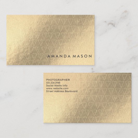 Goud Folie | Mode Lux Driehoek Patroon Visitekaartje (Voorkant / Achterkant)