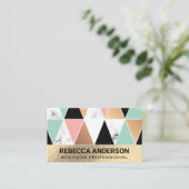 Goud Folie | Modern Geometrisch Patroon Marmer Visitekaartje (Staand voorkant)