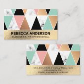 Goud Folie | Modern Geometrisch Patroon Marmer Visitekaartje (Voorkant / Achterkant)