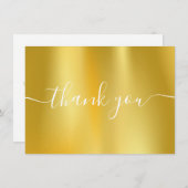 Goud Folie Moderne Elegante Script Bedankkaart (Voorkant / Achterkant)