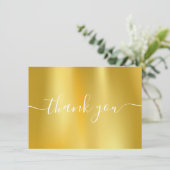 Goud Folie Moderne Elegante Script Bedankkaart (Staand voorkant)