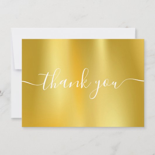 Goud Folie Moderne Elegante Script Bedankkaart (Voorkant)