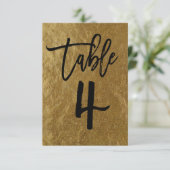 Goud Folie Moderne Script Tafelnummer 4 (Staand voorkant)