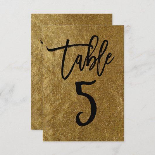 Goud Folie Moderne Script Tafelnummer 5 (Voorkant / Achterkant)