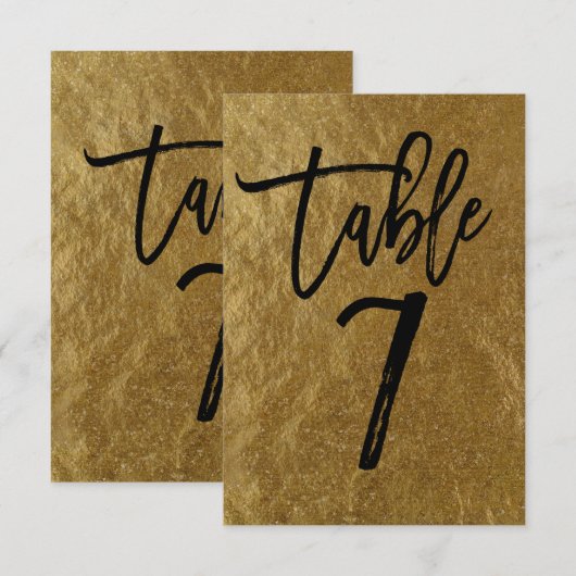 Goud Folie Moderne Script Tafelnummer 7 (Voorkant / Achterkant)