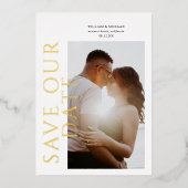 Goud Folie Moderne Trouwkaart Save the Date Folie Uitnodiging (Voorkant)