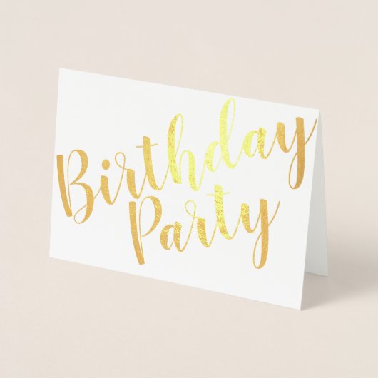 Goud Folie Moderne Verjaardagsfeest Uitnodigingsfo Folie Kaarten (Voorkant)