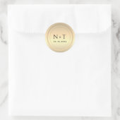 Goud Folie Monogram Huwelijk Ronde Sticker (Tas)