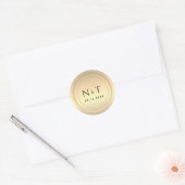 Goud Folie Monogram Huwelijk Ronde Sticker (Envelop)